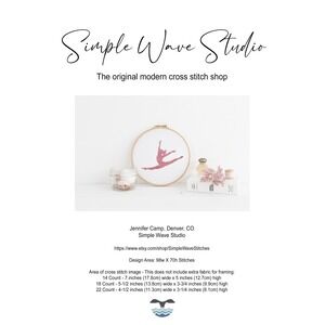 Gymnast Gymnastics Dance Pink Split Leap Counted Cross‎ Stitch Pattern Chart